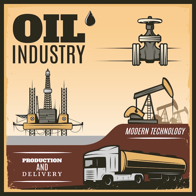 Vintage Oil Industry illustration