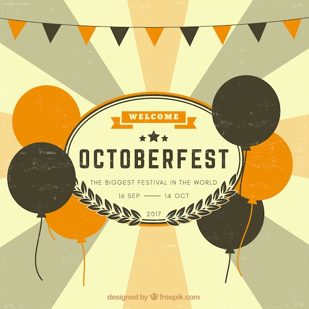 Free vector vintage oktoberfest party poster with balloons