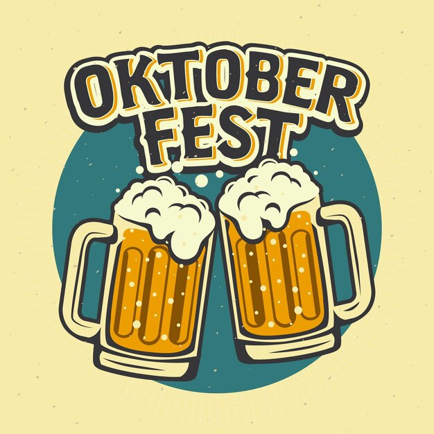 Vintage oktoberfest with pints of beer