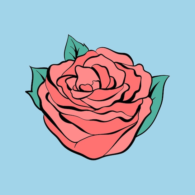 Vintage old school flash rose tattoo design symbol vector