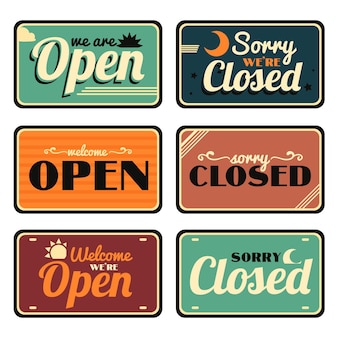 Vintage open and closed signboard collection