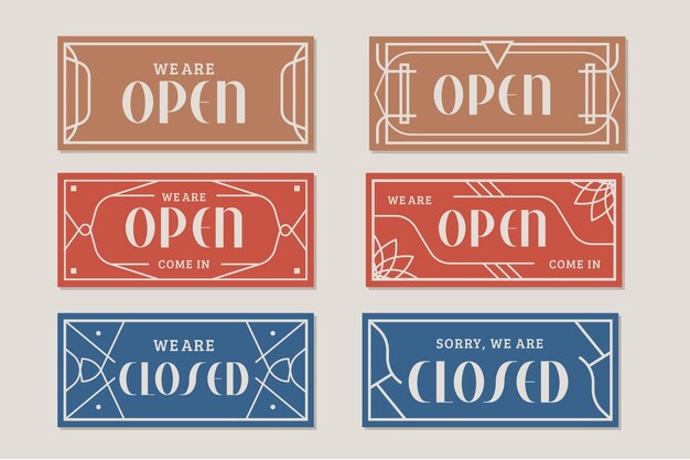 Vintage open and closed signboard collection