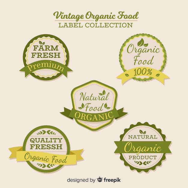 Free vector vintage organic fruit label set