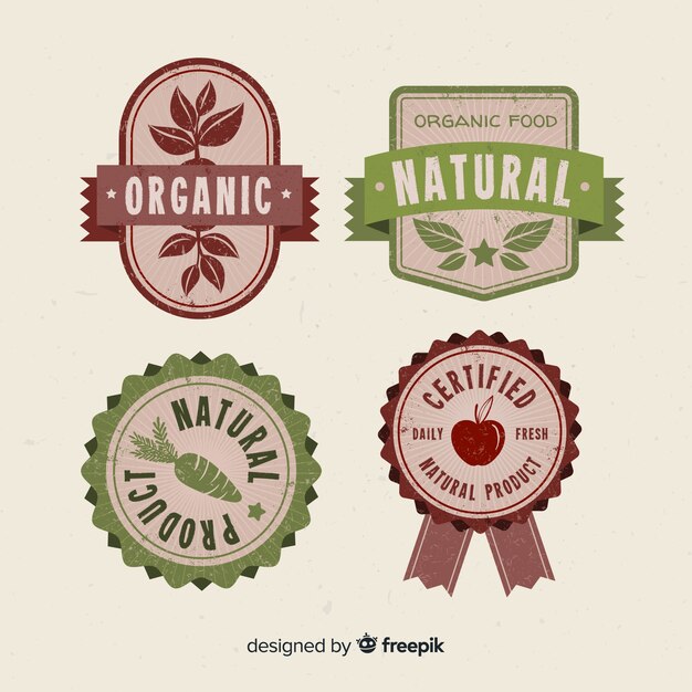 Free vector vintage organic fruit label set