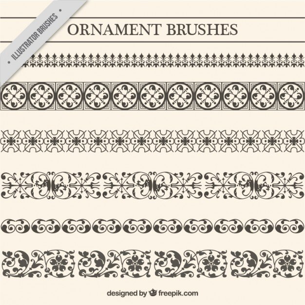 Free Vector vintage ornament brushes set