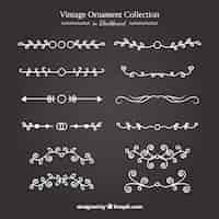 Free vector vintage ornament collection with blackboard style