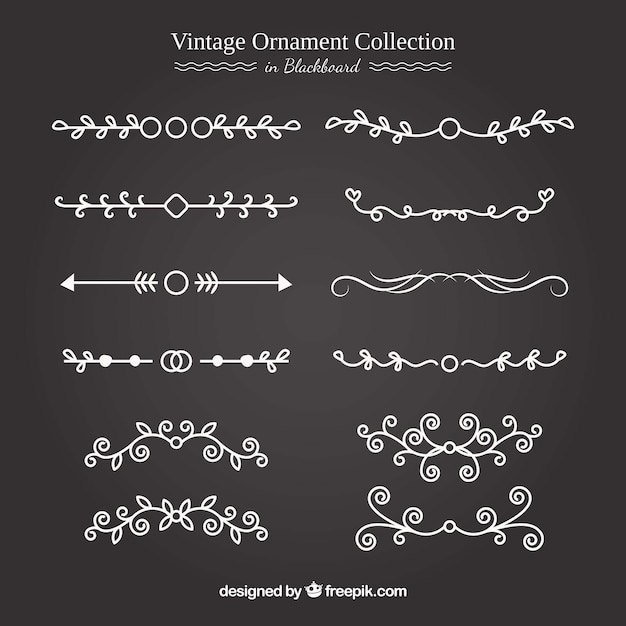 Vintage ornament collection with blackboard style