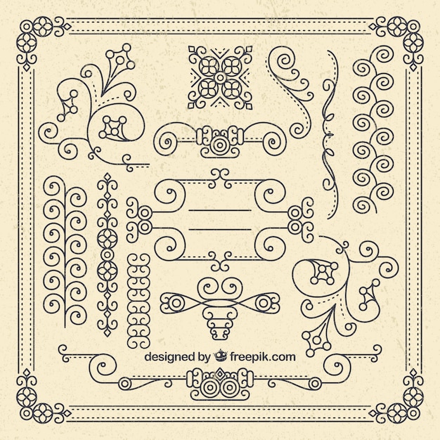 Free vector vintage ornament collection with elegant style