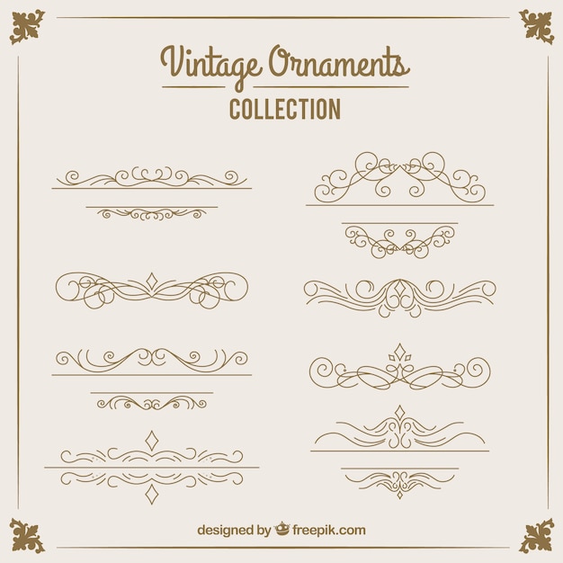 Бесплатное векторное изображение Коллекция старинных украшений с элегантным стилем