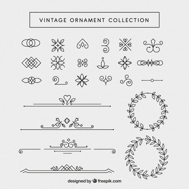 Vettore gratuito collezione di ornamenti d'epoca con uno stile elegante