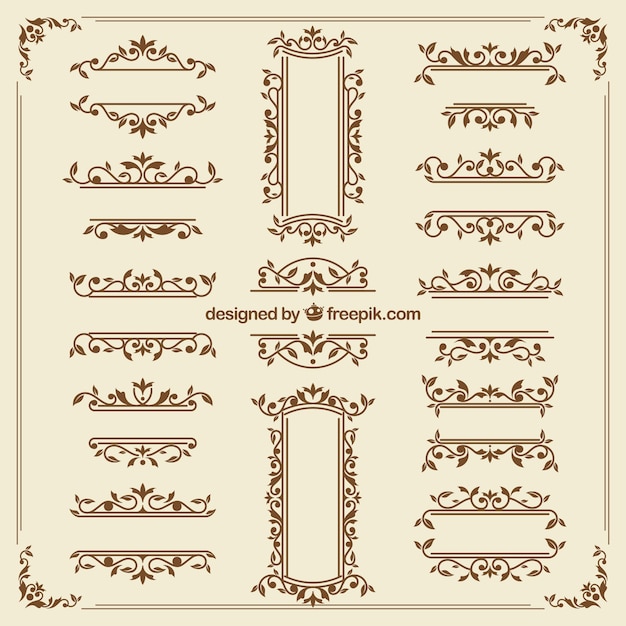 Free vector vintage ornament collection with elegant style