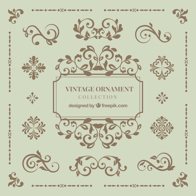 Free vector vintage ornament collection with elegant style