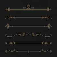 Free vector vintage ornament vector set in luxury gold