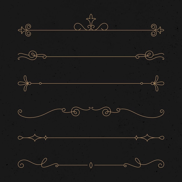 Vintage ornament vector set in luxury gold