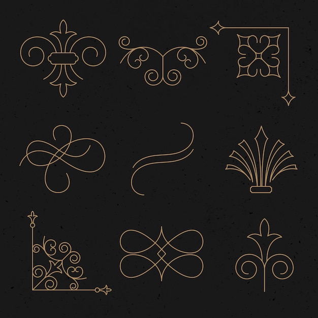 Vintage ornament vector set in luxury gold