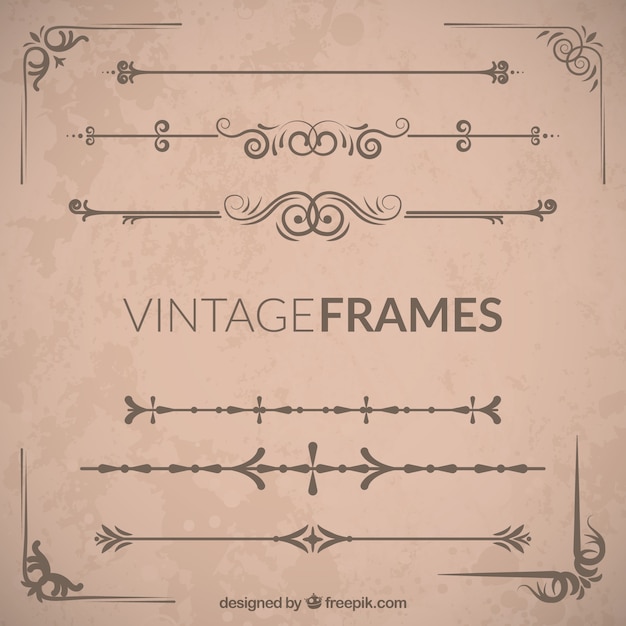 Vettore gratuito vintage frame set ornamentale