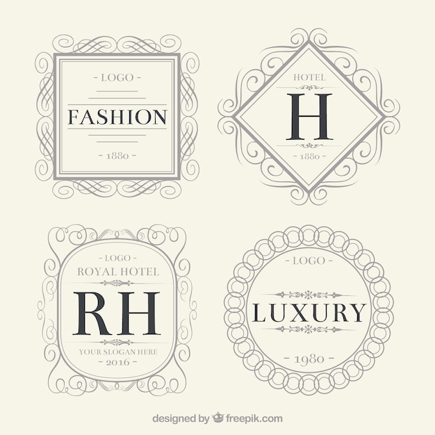 Vettore gratuito vintage set logotipo ornamentale