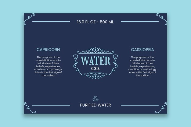 Free vector vintage ornamental water co. label template