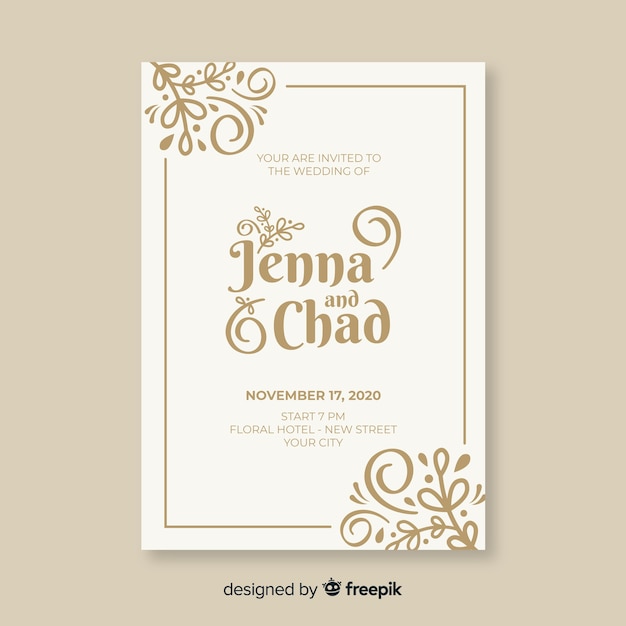 Vintage ornamental wedding invitation template