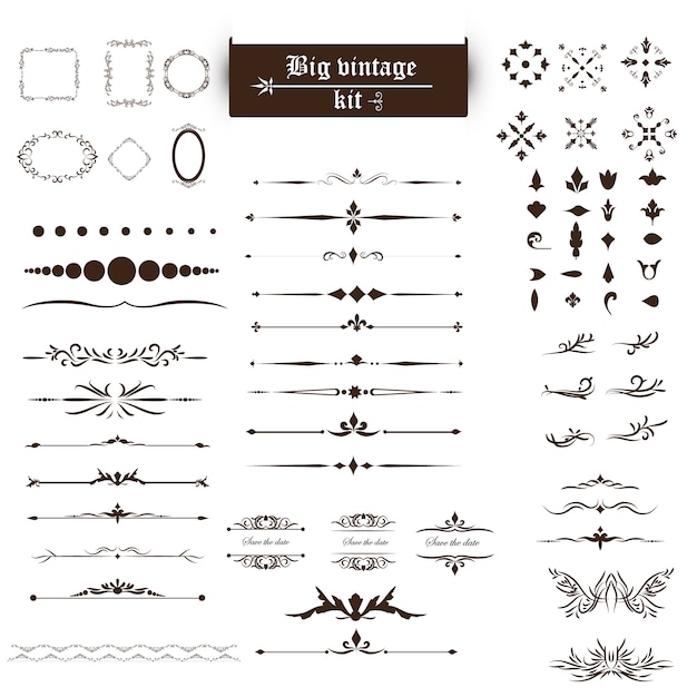 Free vector vintage ornaments kit