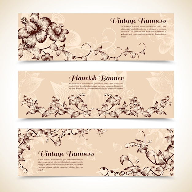 Vintage Ornate Flourish Horizontal Banner – Free Vector Templates Download