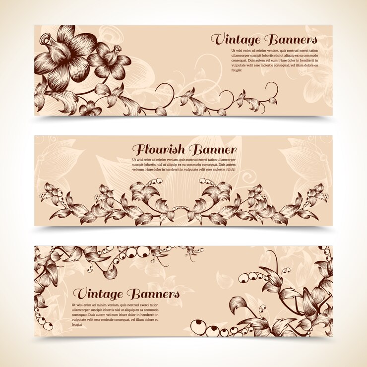 Free Vector vintage ornate flourish horizontal banner