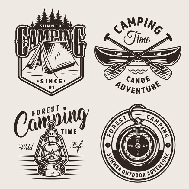 Vintage outdoor camping logos