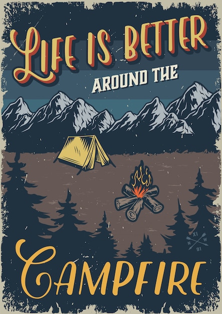 Vintage outdoor camping template