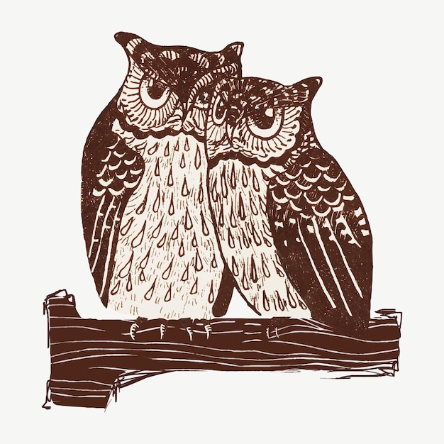 Free vector vintage owl on pole vector art print, remix from artworks by theo van hoytema