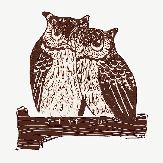 Free Vector vintage owl on pole vector art print, remix from artworks by theo van hoytema