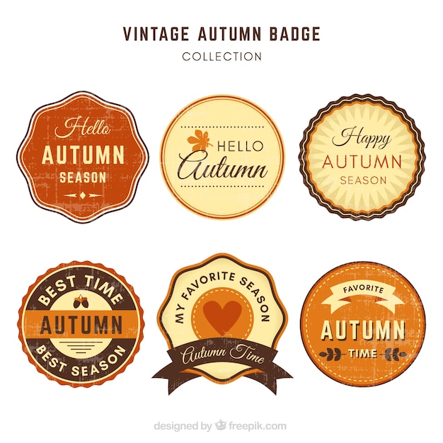 Pacchetto vintage di badge autunnali