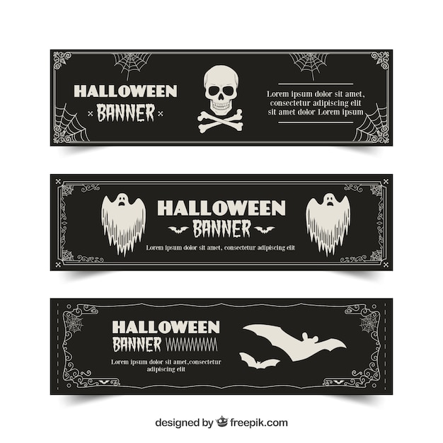 Vettore gratuito pacchetto vintage di banner di halloween