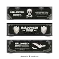 Vettore gratuito pacchetto vintage di banner di halloween