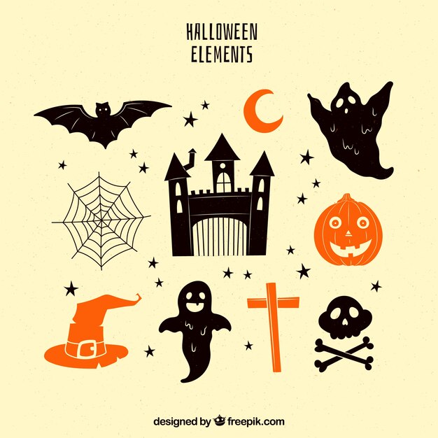 Vintage pack of halloween elements