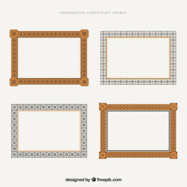 무료 벡터 인증서 프레임의 빈티지 팩