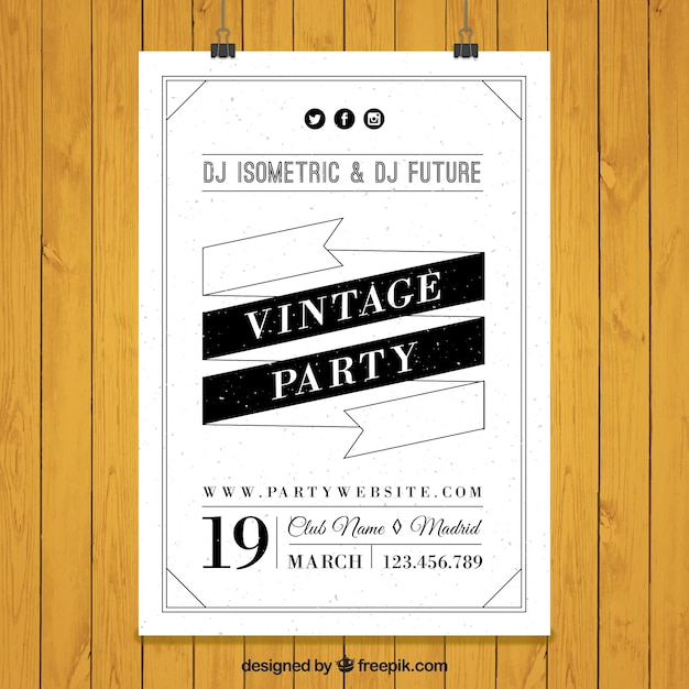 Free vector vintage party brochure template