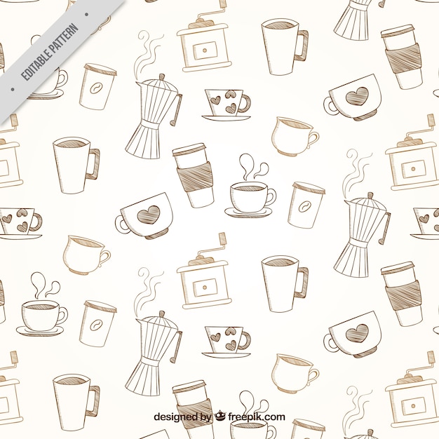 Vintage pattern of coffee accessories