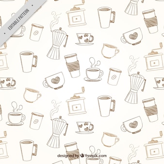 Vintage pattern of coffee accessories