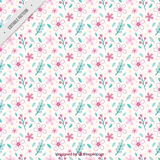 Vettore gratuito vintage pattern di fiori e foglie