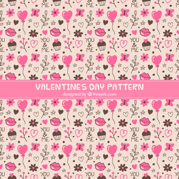 Vintage pattern of valentine elements