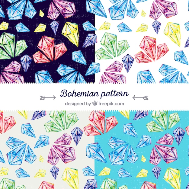 Vintage pattern with colored gems