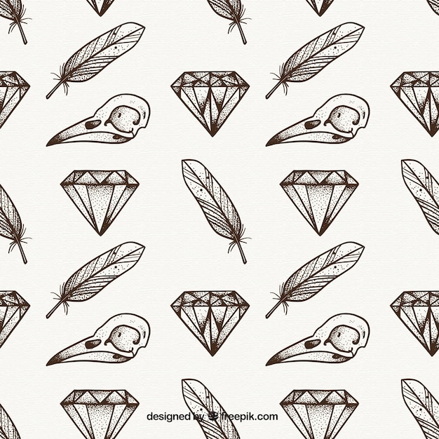 Free vector vintage pattern with diamonds and feathers