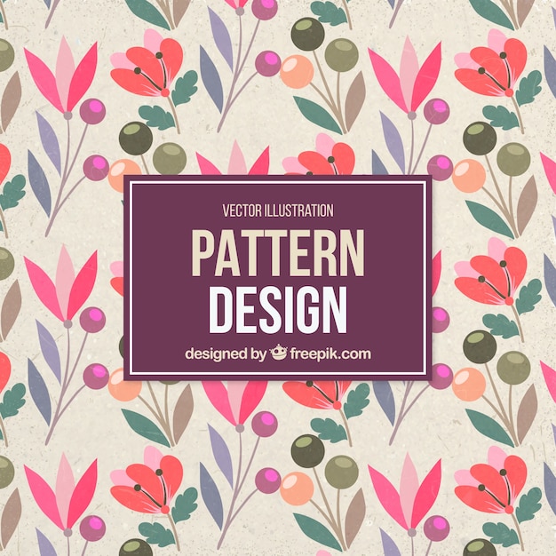 Vintage pattern with different plants