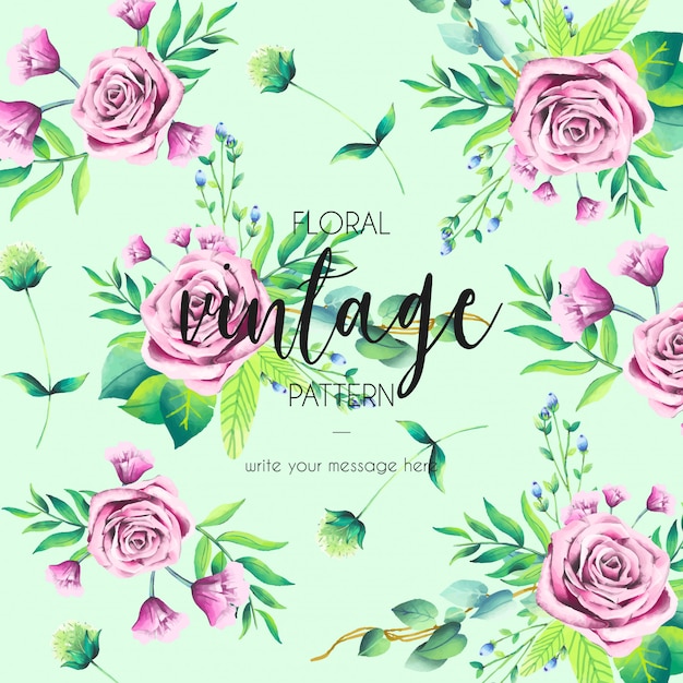 Free vector vintage pattern with pink roses