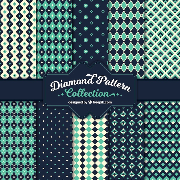 Free vector vintage patterns of geometric shapes collection