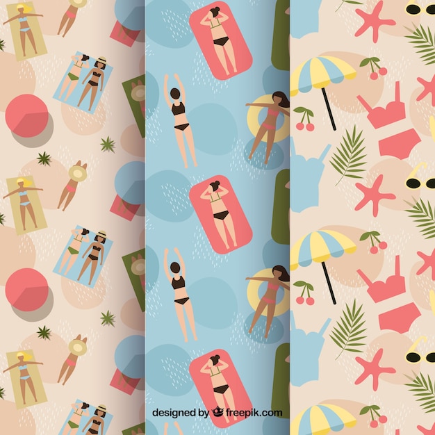 Free vector vintage patterns of people on the beach