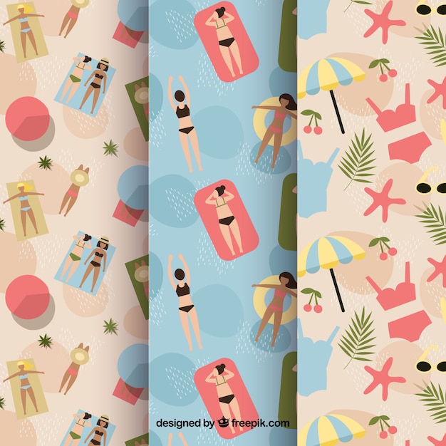 Vintage patterns of people on the beach