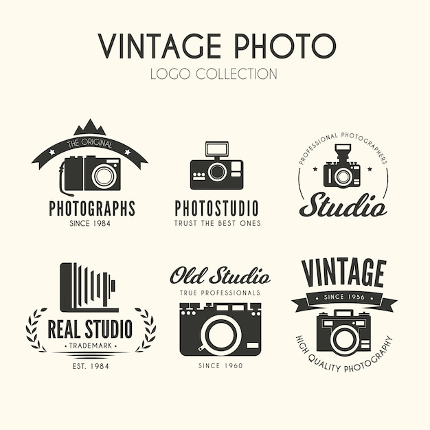 Free vector vintage photo logo collecti