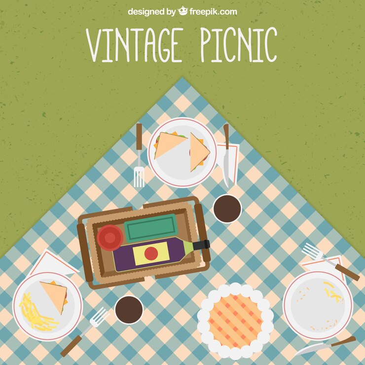 Free Vector vintage picnic meal background