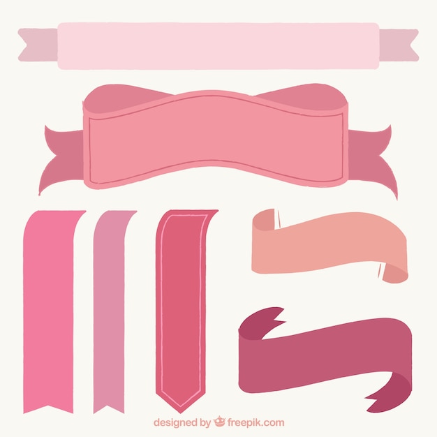 Free vector vintage pink ribbons pack